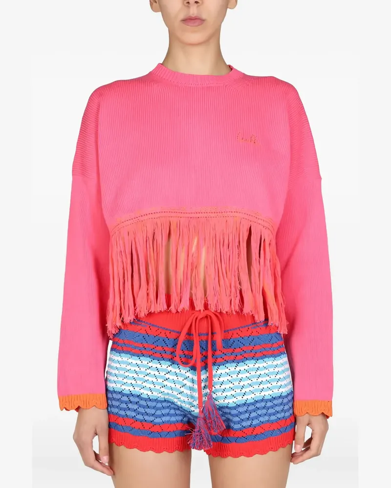 Gallo fringed long-sleeves sweater - Rosa Rosa