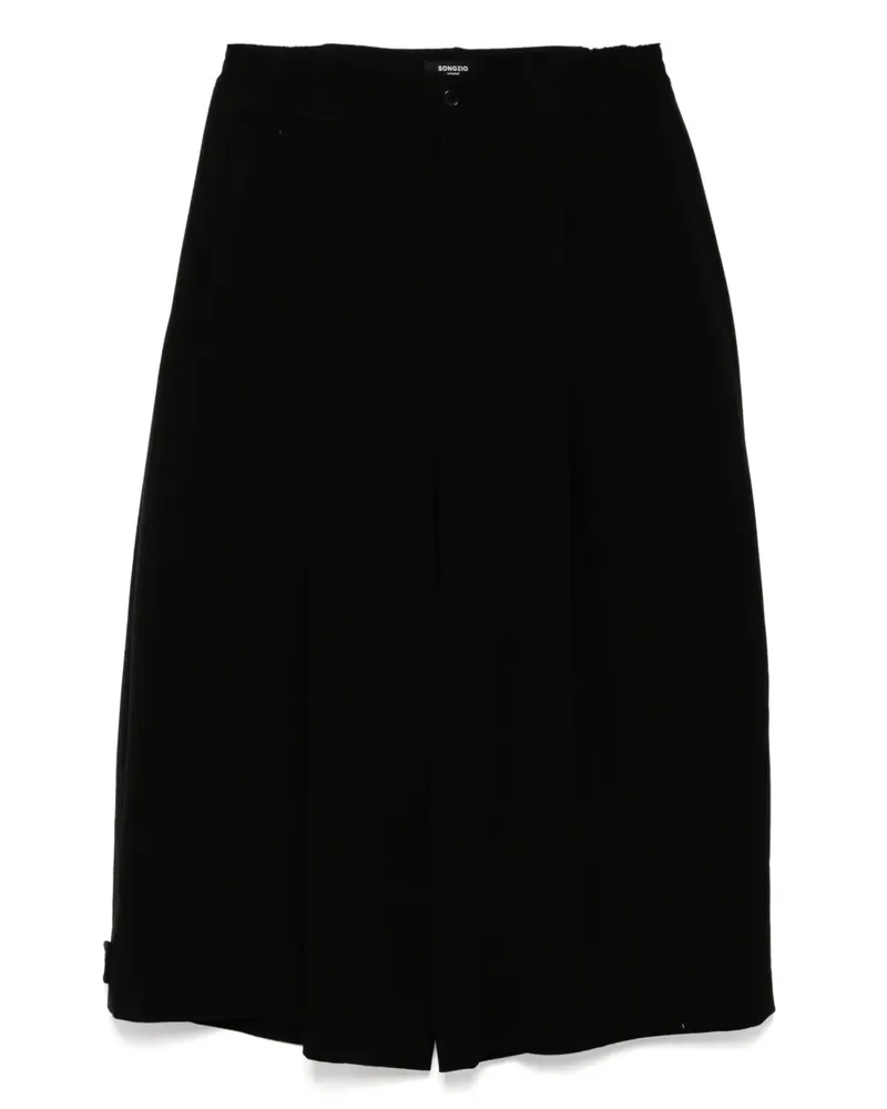 SONGZIO Strukturierte Cropped-Hose mit weitem Bein - Schwarz Schwarz
