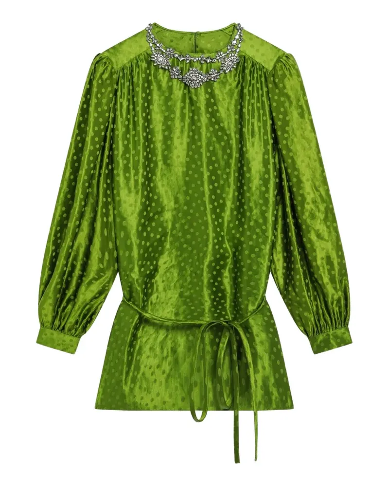 Valentino Garavani Besticktes Plus de Pois Jacquardkleid aus Seiden-Leinen - Grün Grün