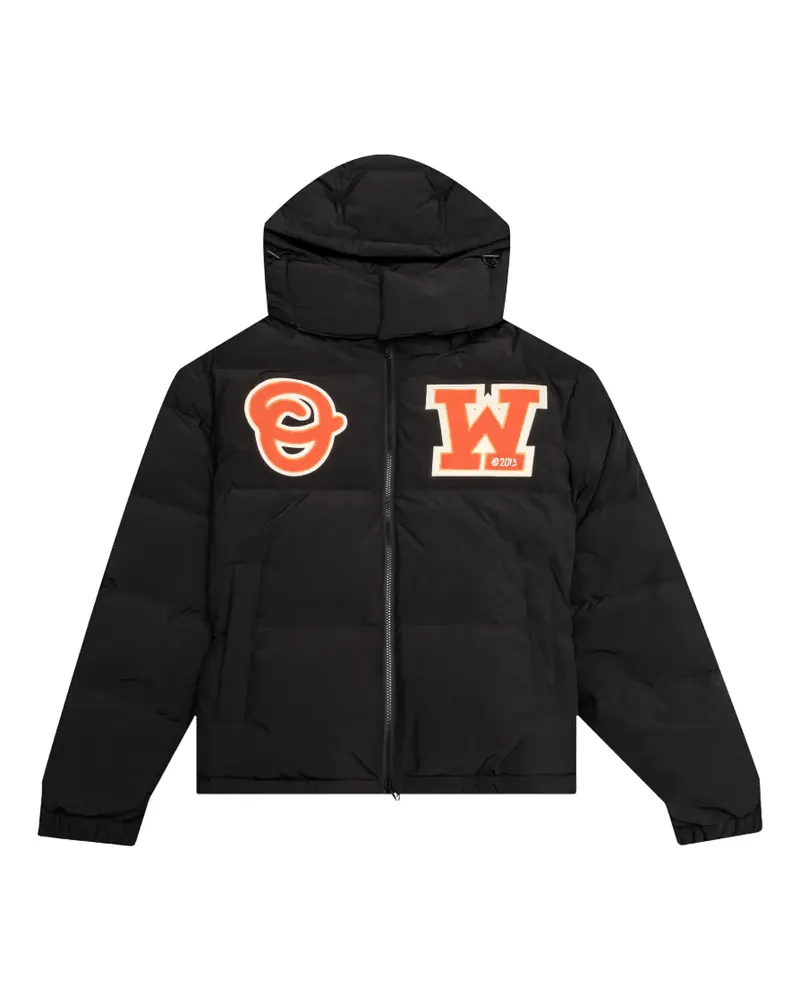 OFF-WHITE Daunenjacke mit Logo-Patch - Schwarz Schwarz