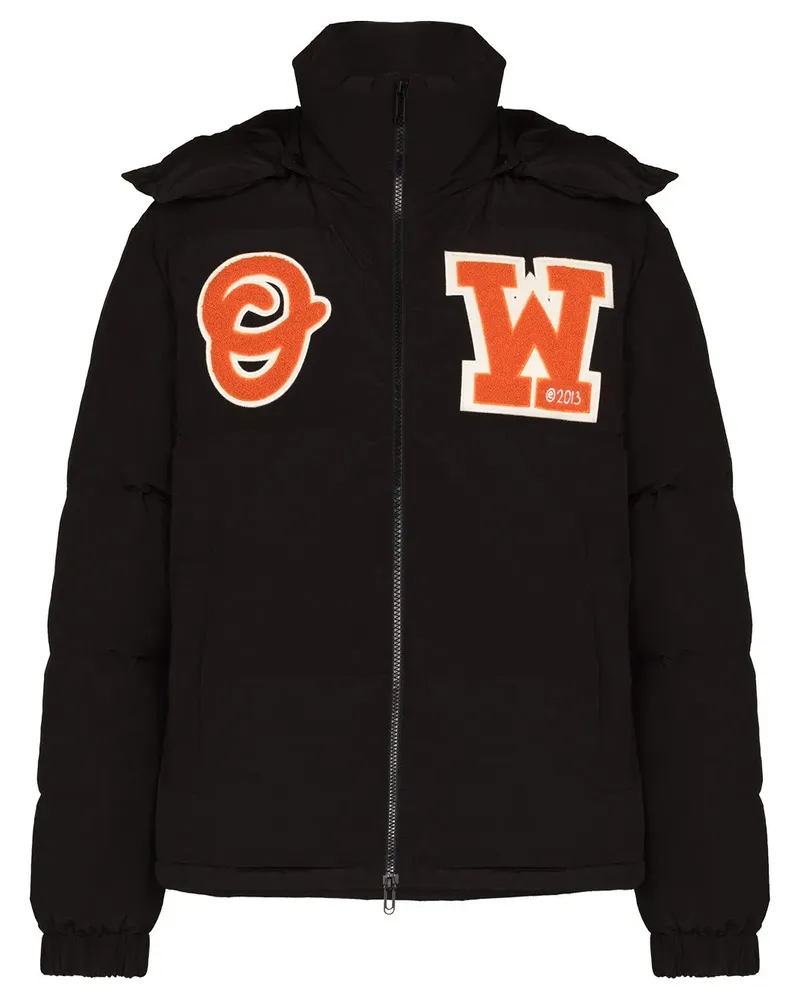 OFF-WHITE Daunenjacke mit Logo-Patch - Schwarz Schwarz