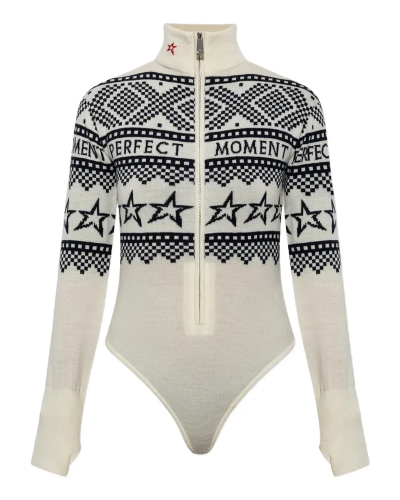 Perfect Moment Intarsia-knit merino wool bodysuit - Nude Nude