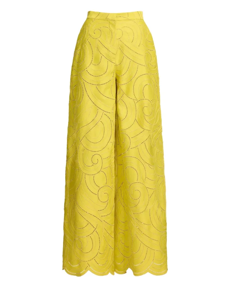 Elie Saab Hose mit Wirbel-Stickerei - Gelb Gelb