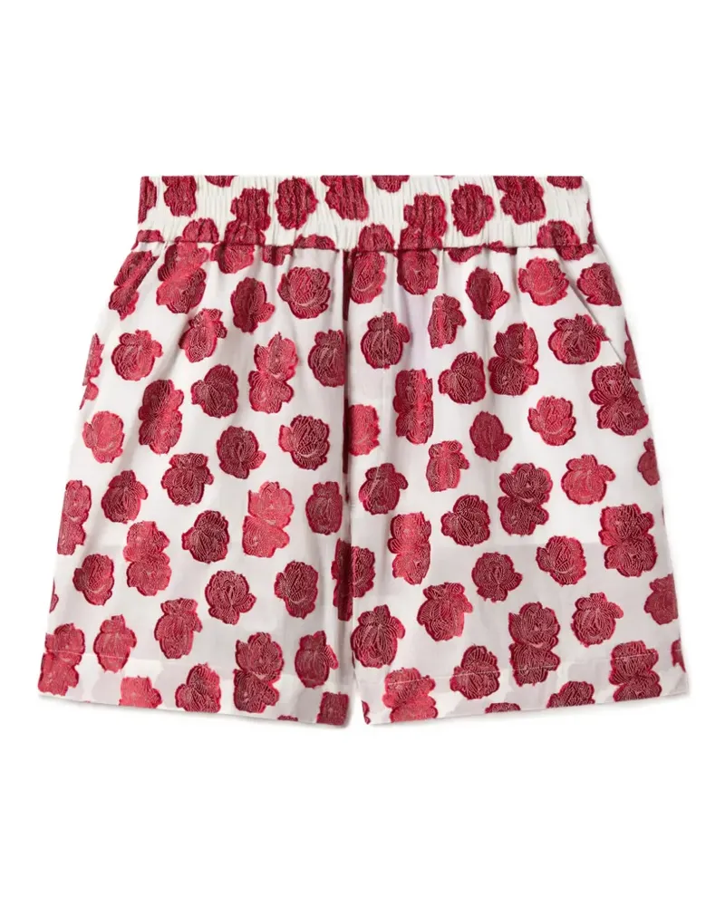 La DoubleJ Pull-Up Shorts aus Fil Coupé-Voile in Rosa - Weiß Weiß