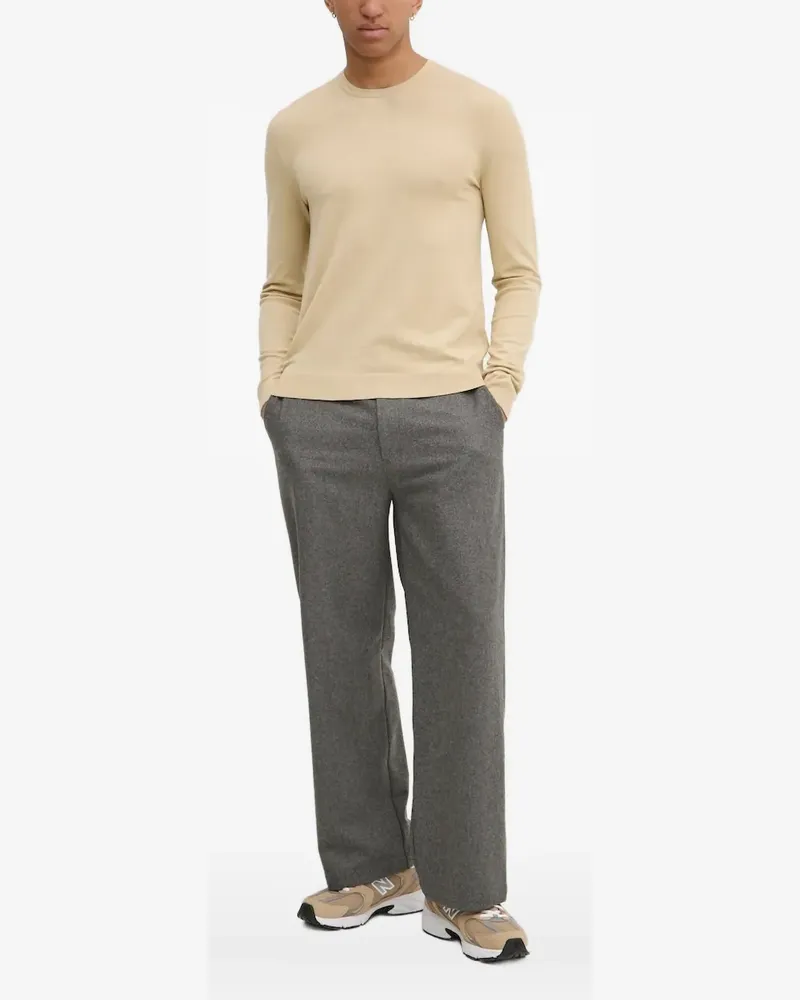 HUGO BOSS Langärmeliger Pullover mit rundem Ausschnitt - Nude Nude