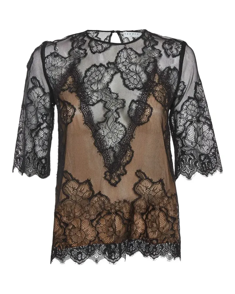 Sandro laced short-sleeve top - Schwarz Schwarz