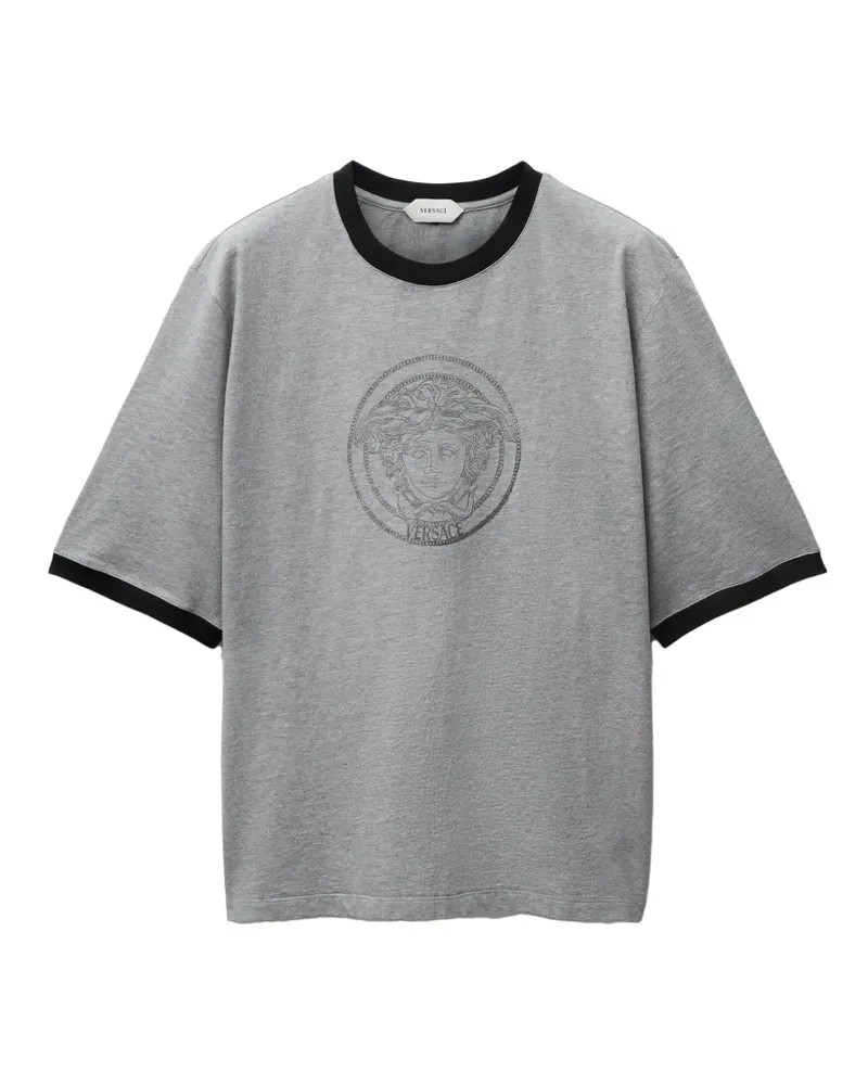Versace printed-logo cotton jersey T-Shirt - Grau Grau