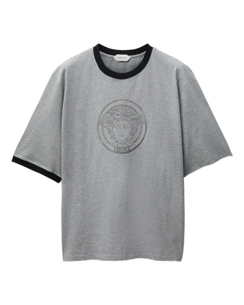 Versace printed-logo cotton jersey T-Shirt - Grau Grau