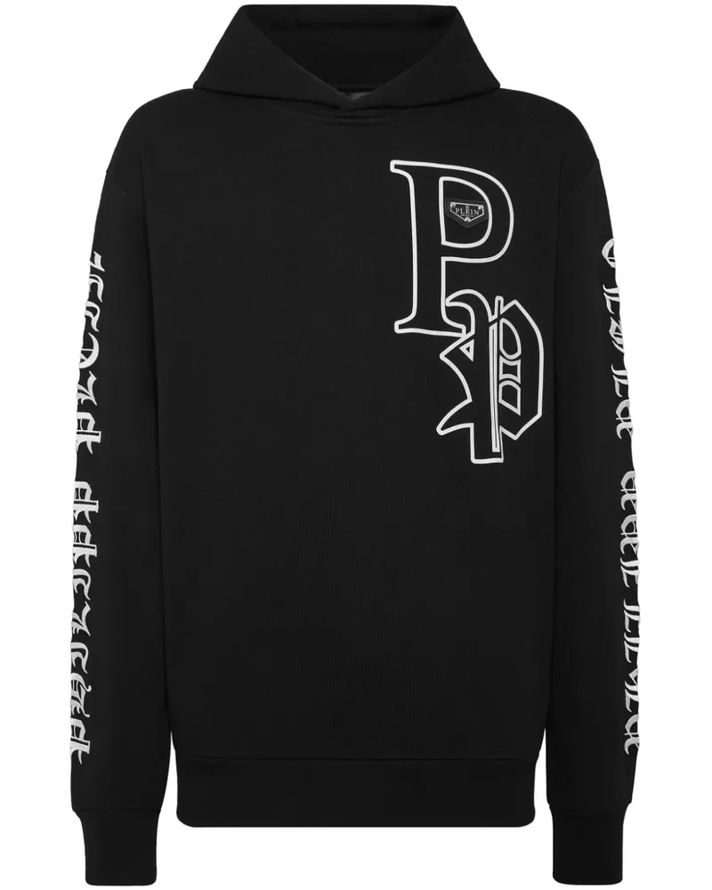Philipp Plein Hoodie mit Gothic-Print - Schwarz Schwarz