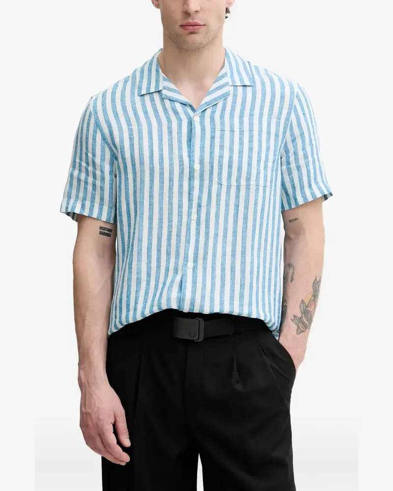 Michael Kors striped linen camp shirt - Weiß Weiß