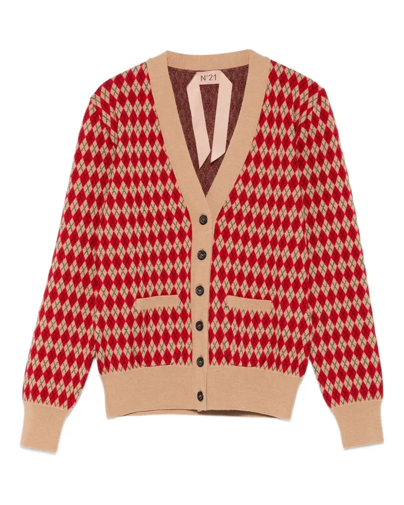 N° 21 Cardigan mit Argyle-Muster - Braun Braun