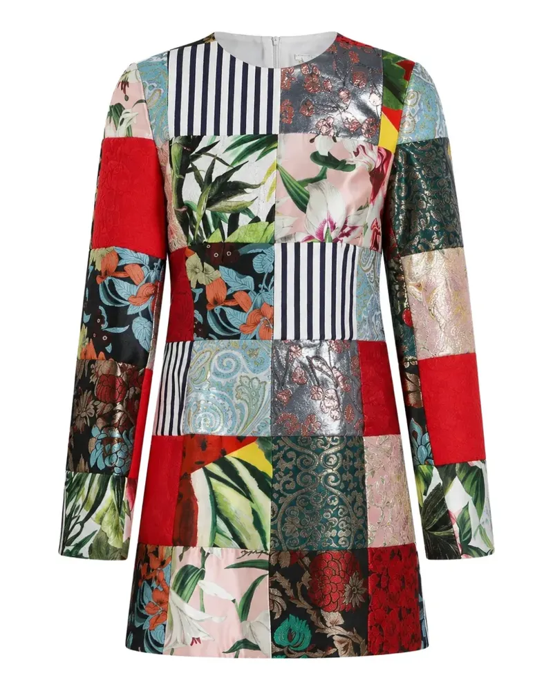 Dolce & Gabbana patchwork long-sleeved mini dress - Rot Rot