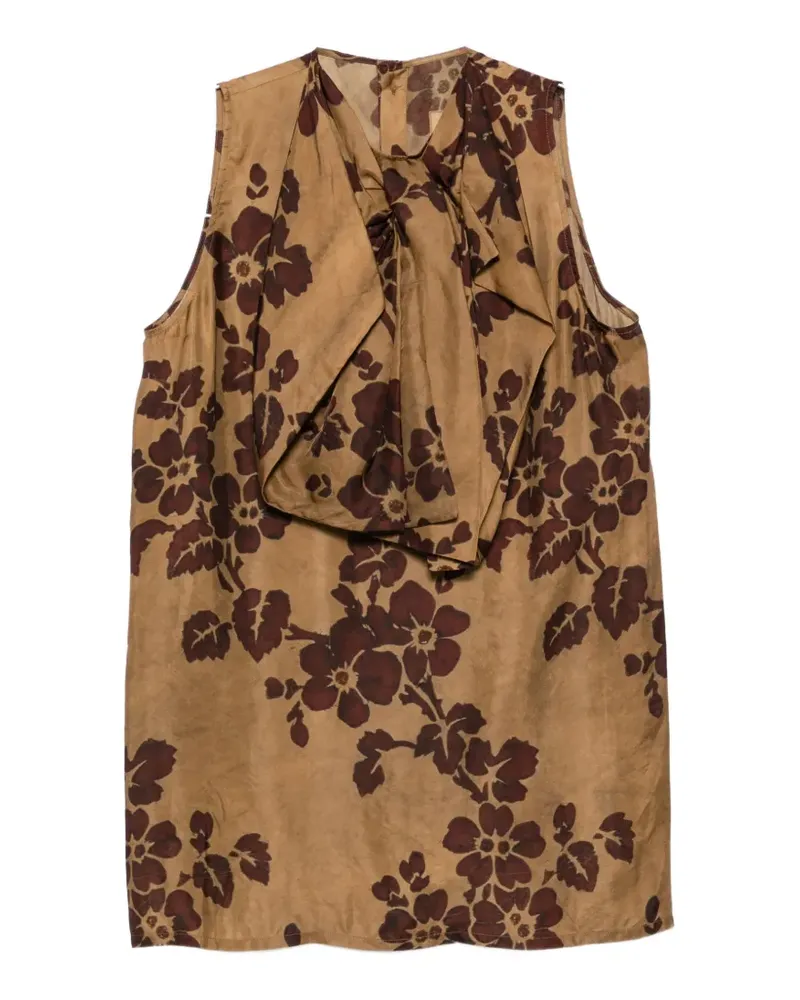 Uma Wang floral-print draped blouse - Braun Braun
