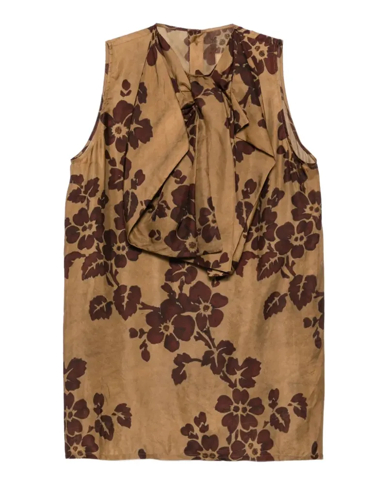Uma Wang Drapierte Bluse mit Print - Braun Braun