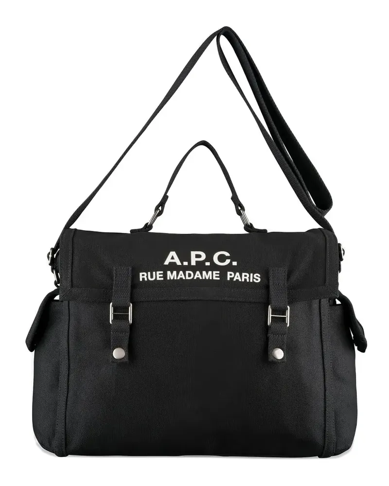 A.P.C. logo-print laptop bag - Schwarz Schwarz
