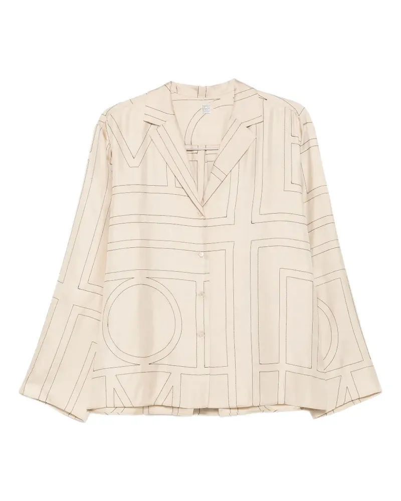 Totême Seidenhemd mit Monogramm-Print - Nude Nude