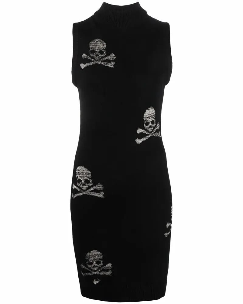 Philipp Plein Strickkleid mit Totenkopf - Schwarz Schwarz