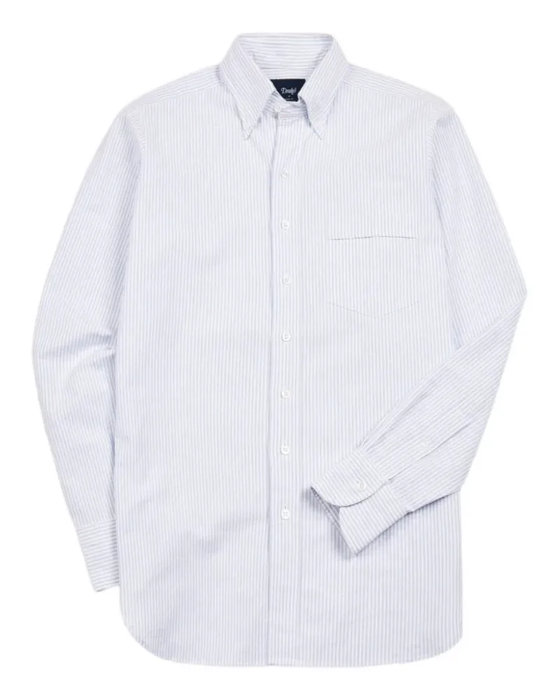 Drake's Oxford-Hemd aus Baumwolle mit Tickingstreifen - Weiß Weiß