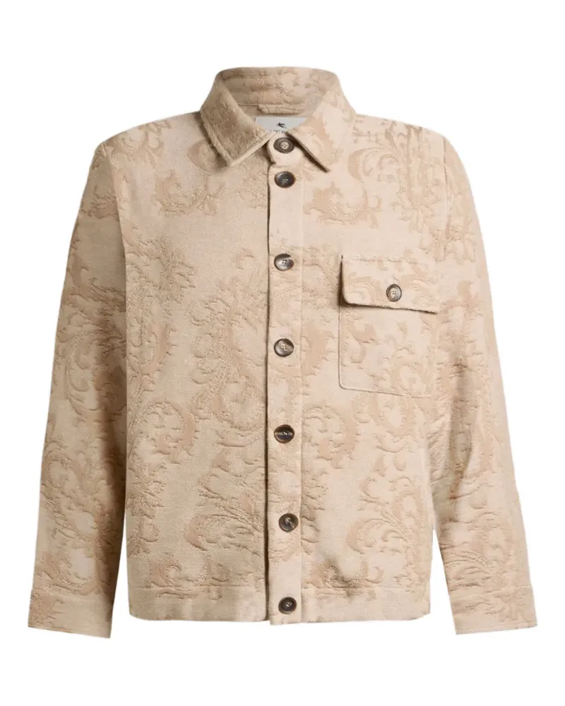 Etro leafy-motif cotton jacket - Nude Nude