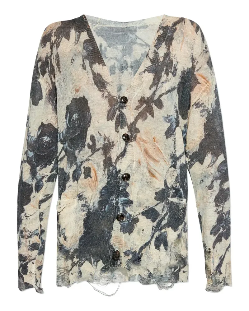 R13 Cardigan mit Blumen-Print - BLACK AND CREAM Black