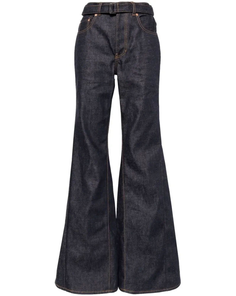 Sacai Halbhohe Schlagjeans - Blau Blau