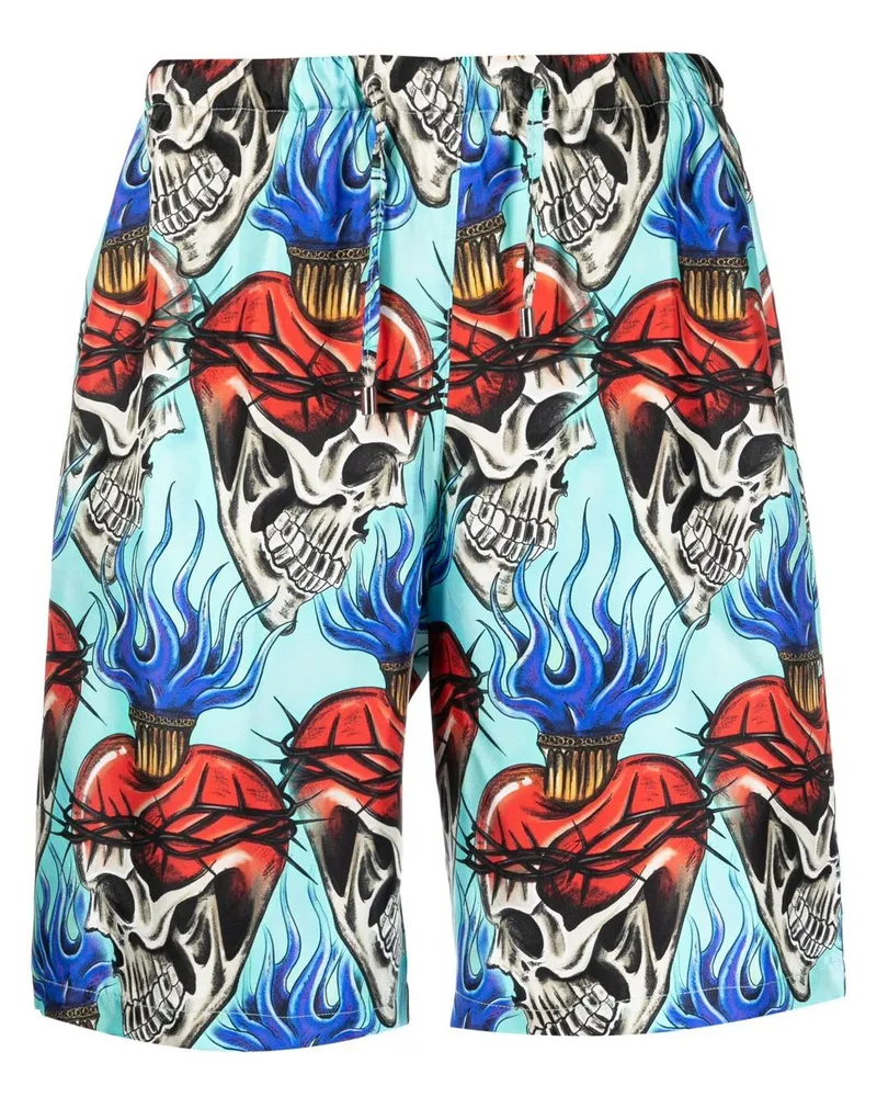 Philipp Plein Love Tattoo Shorts aus Seide - Blau Blau
