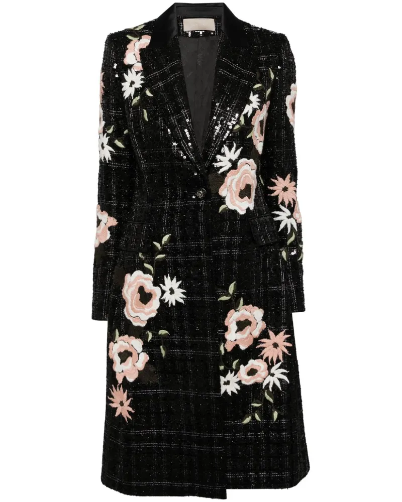 Elie Saab Tweed-Mantel mit Stickerei - Schwarz Schwarz