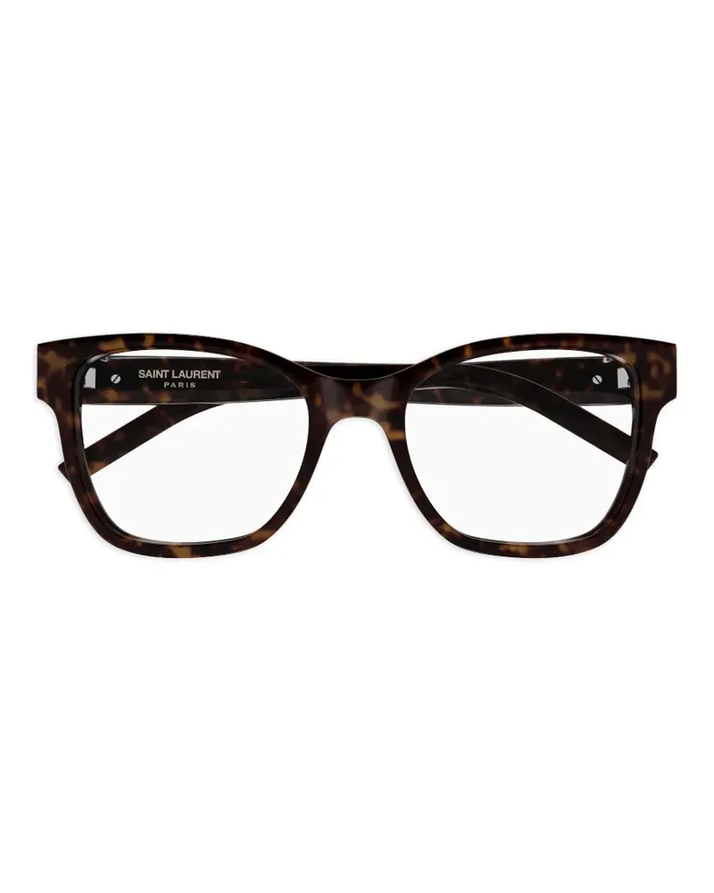 Saint Laurent Gemusterte Brille mit Logo-Schild - Braun Braun