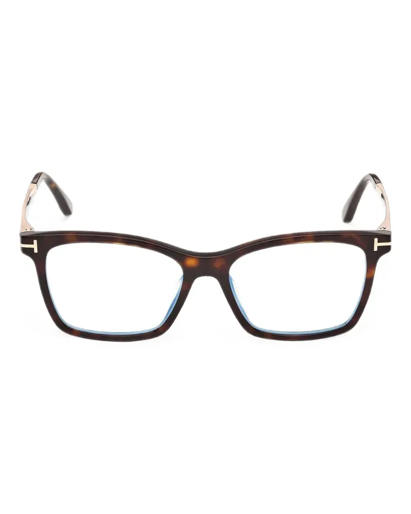 Tom Ford Eckige Sonnenbrille mit T-Motiv - Braun Braun