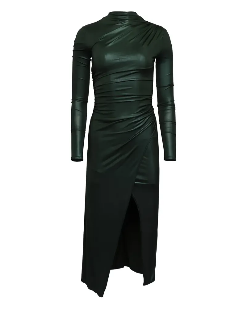 LAPOINTE Midikleid mit drapiertem Kragen - Grün Grün