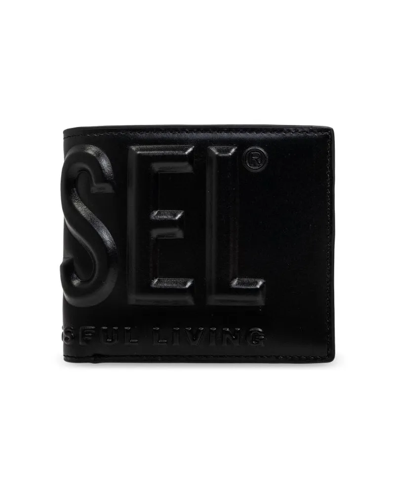 Diesel Portemonnaie mit Logo-Prägung - Schwarz Schwarz