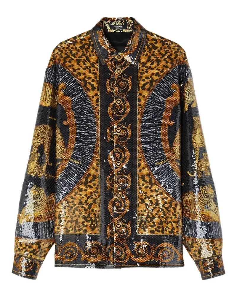 Versace Hemd mit Leoparden-Print - Braun Braun