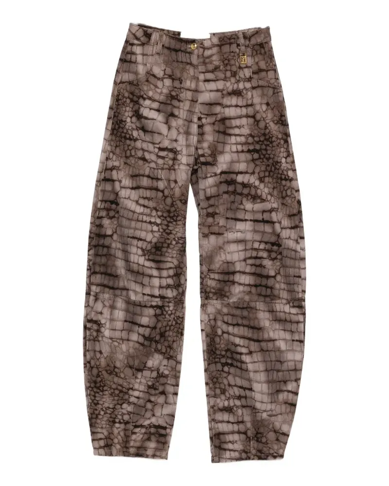 Elisabetta Franchi crocodile-effect jeans - Braun Braun