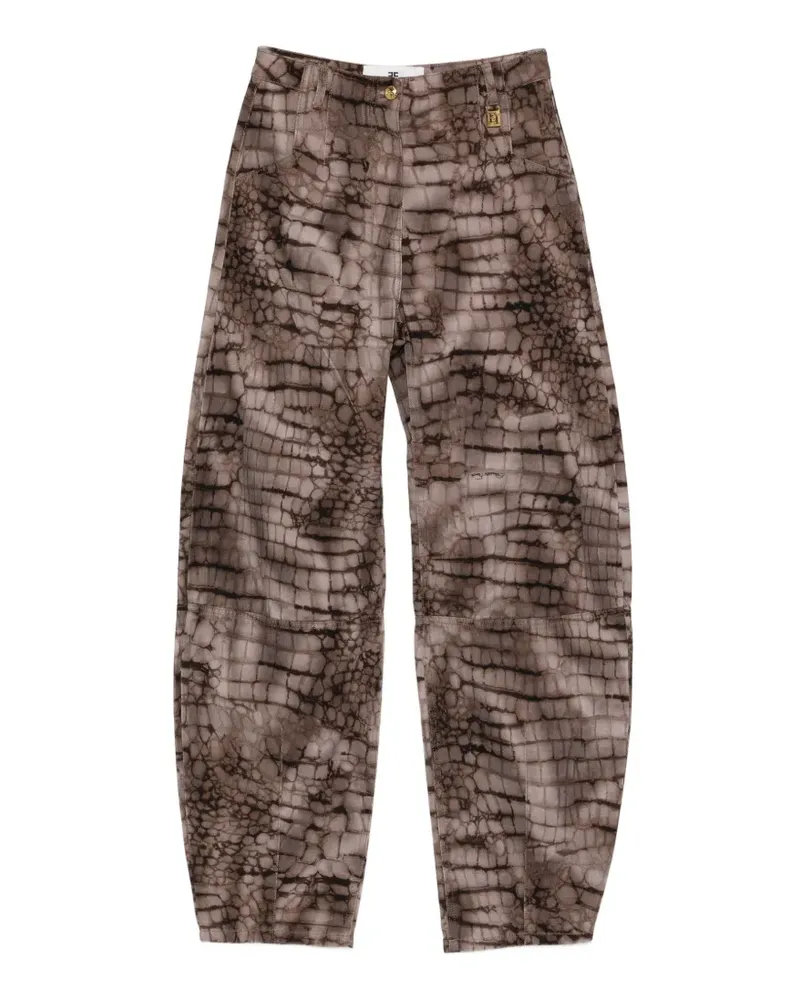 Elisabetta Franchi crocodile-effect jeans - Braun Braun
