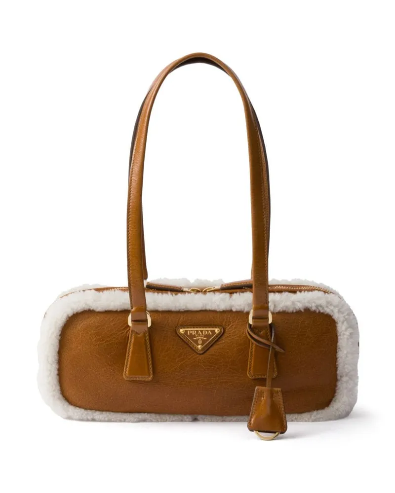 Prada Mittelgroße Tote Bag aus Shearling - Braun Braun