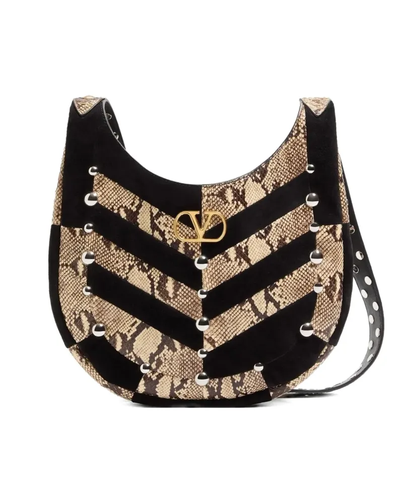 Valentino Garavani Kleine VLogo Schultertasche mit Zickzackmuster - Nude Nude