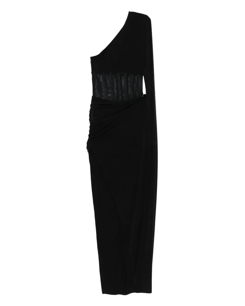 NISSA One-Shoulder-Maxikleid mit Sheer-Einsatz - Schwarz Schwarz