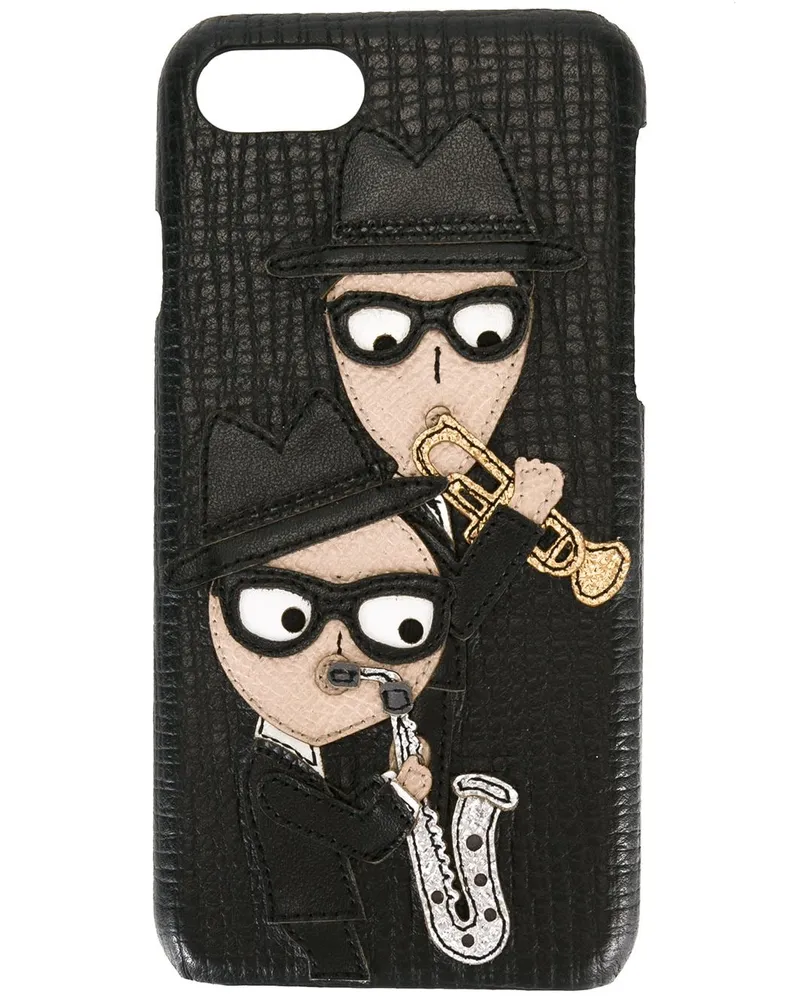 Dolce & Gabbana iPhone 7-Hülle mit Designer-Patch - Schwarz Schwarz