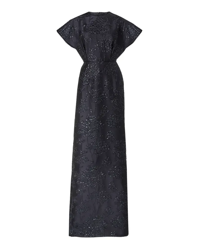 Carolina Herrera New York floral lurex jacquard fan-bodice gown - Blau Blau