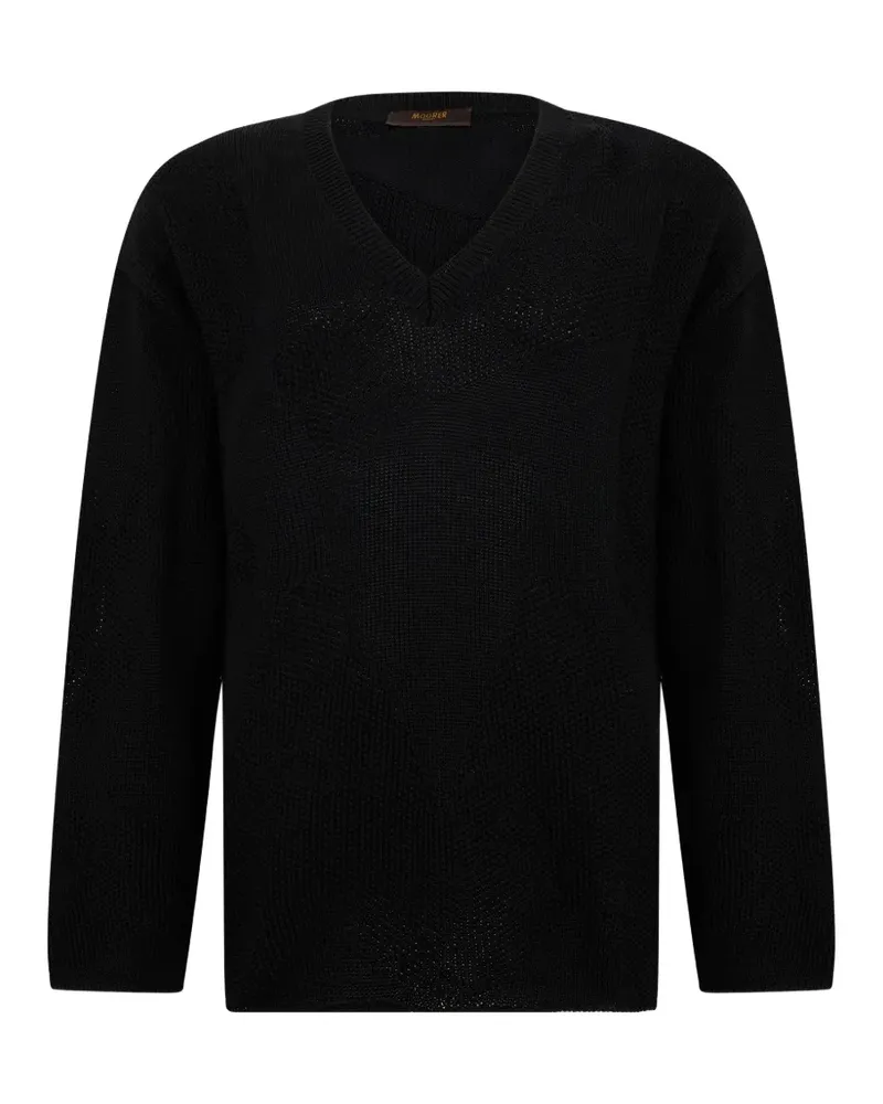 MOORER Pullover mit V-Ausschnitt - Schwarz Schwarz