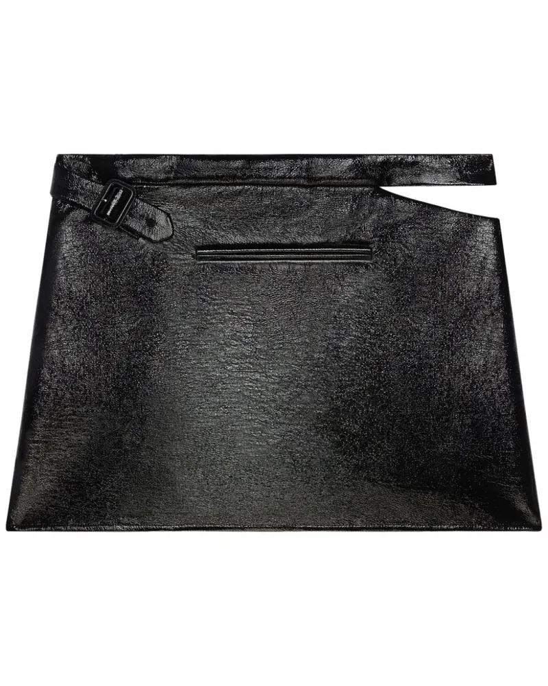 Courrèges Minirock in Vinyl-Optik - Schwarz Schwarz