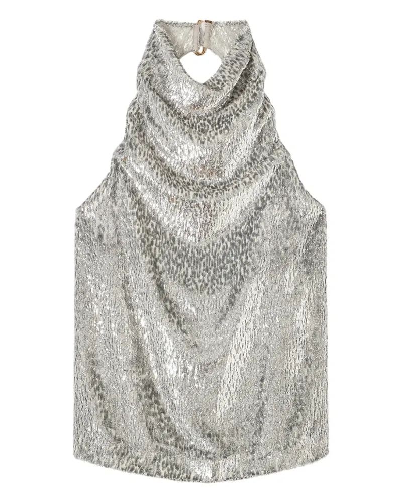 Stella McCartney Strukturiertes Neckholder-Top aus Samt - Silber Silber