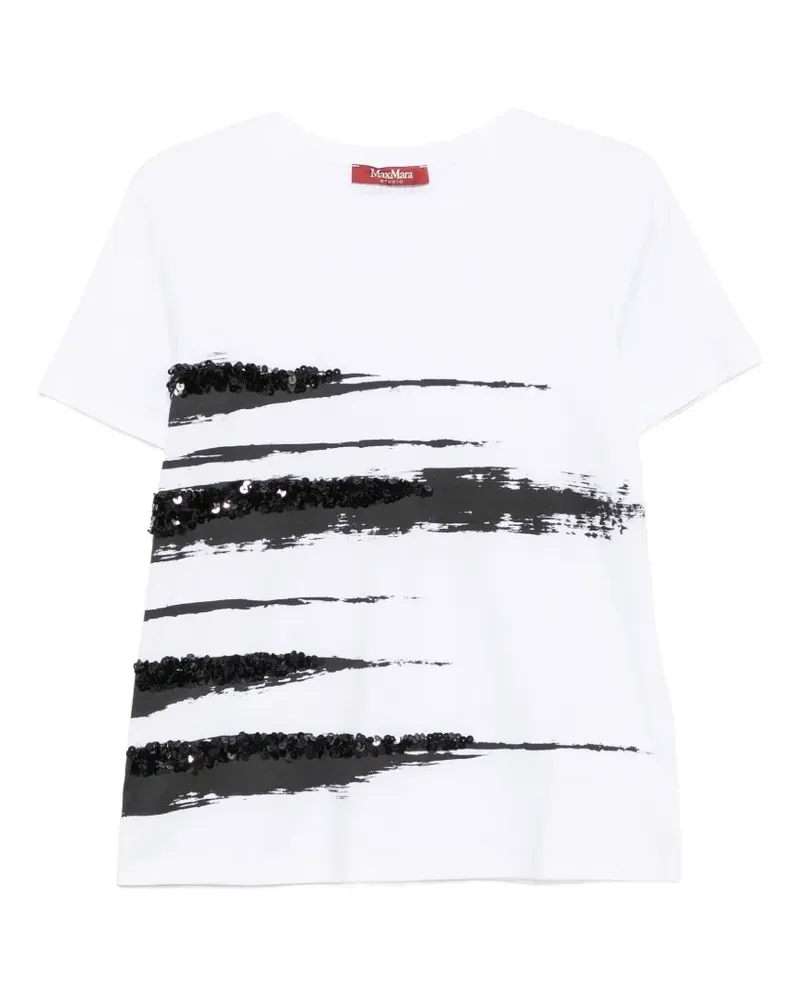 Max Mara sequin-embellished graphic-print T-shirt - Weiß Weiß