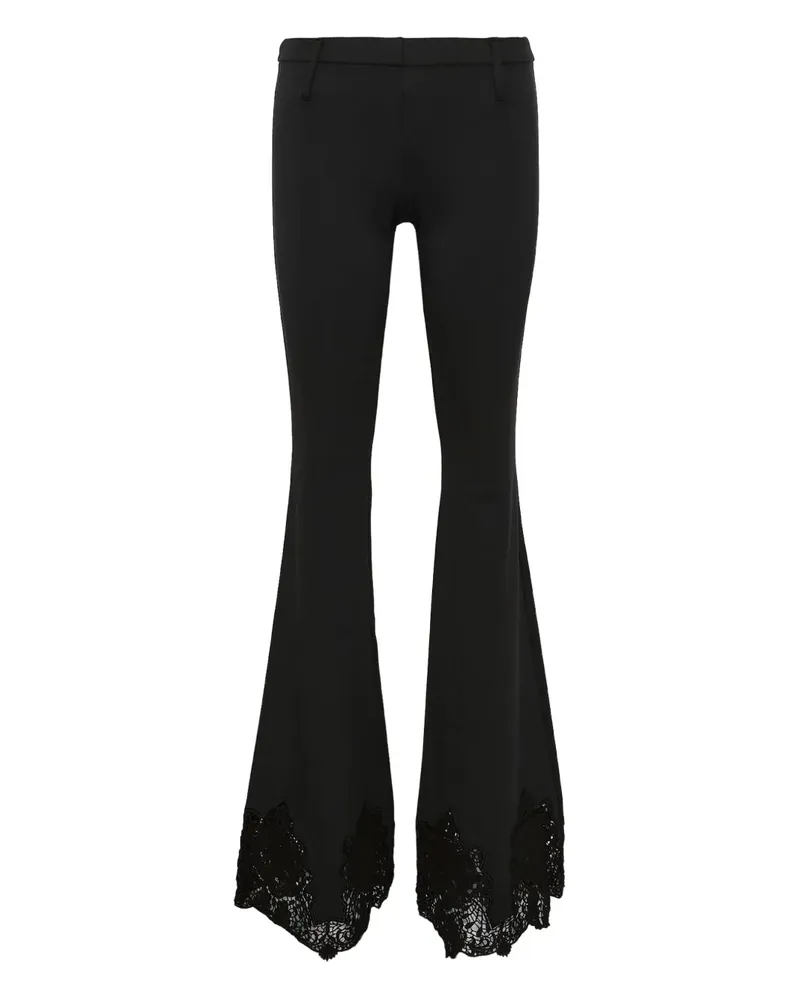 pushBUTTON lace-hem flared trousers - Schwarz Schwarz