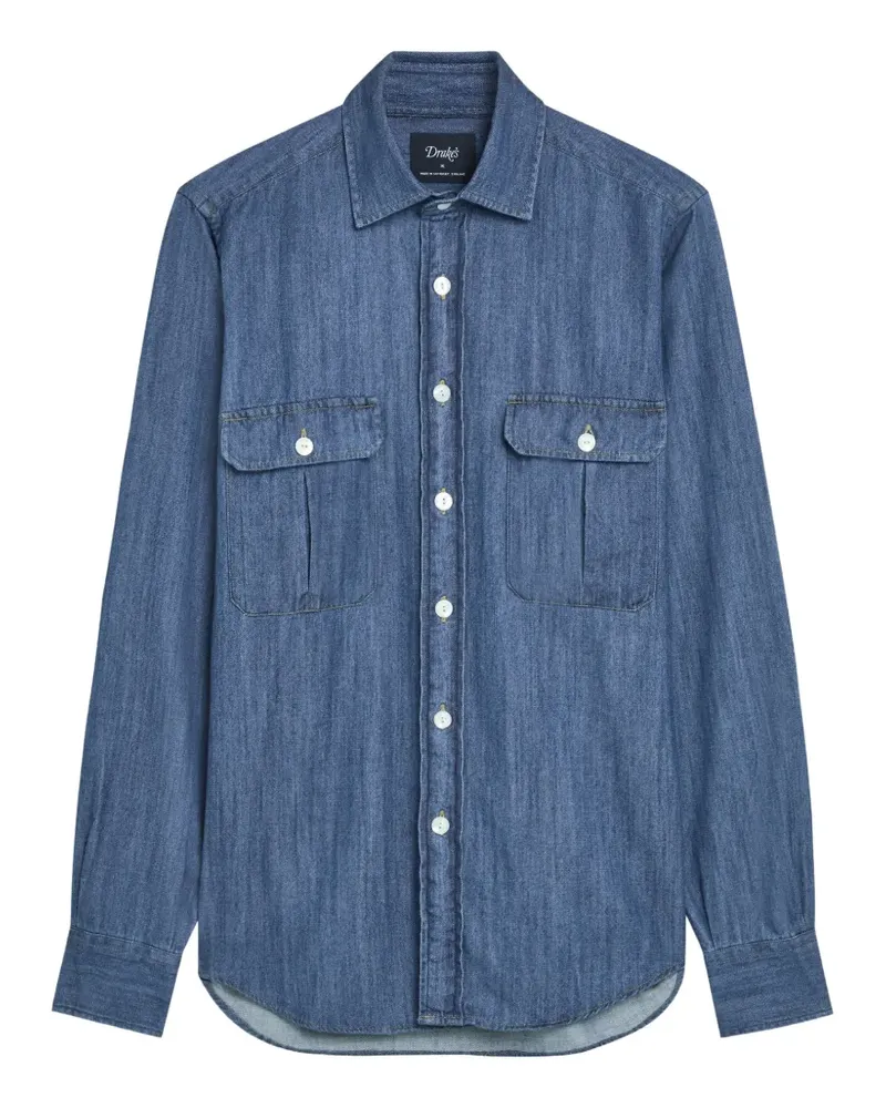 Drake's flap-pockets denim shirt - Blau Blau