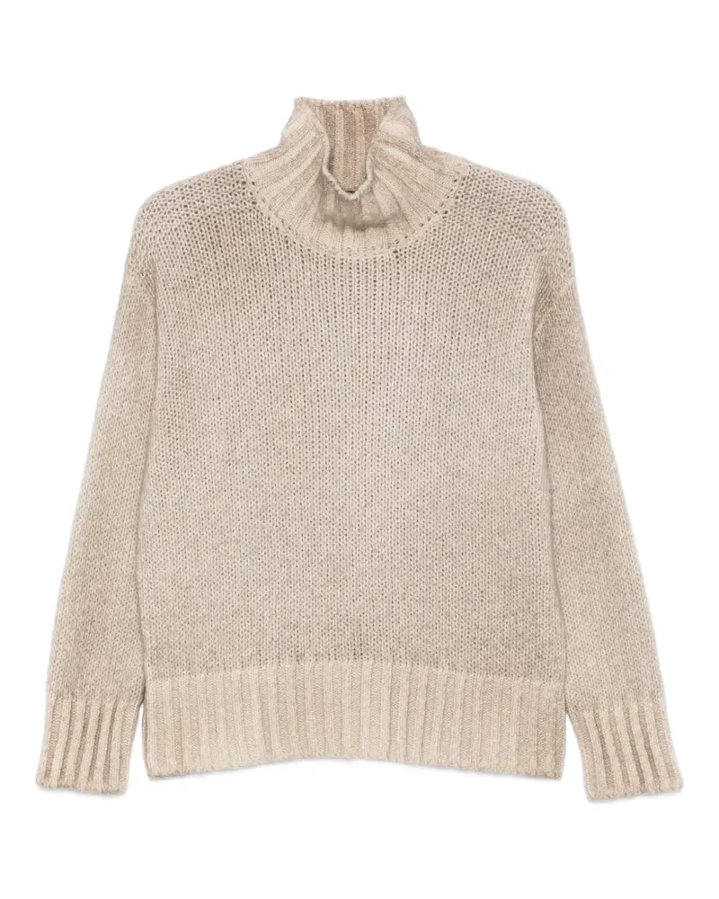 Avant Toi Gerippter Pullover mit Stehkragen - Nude Nude
