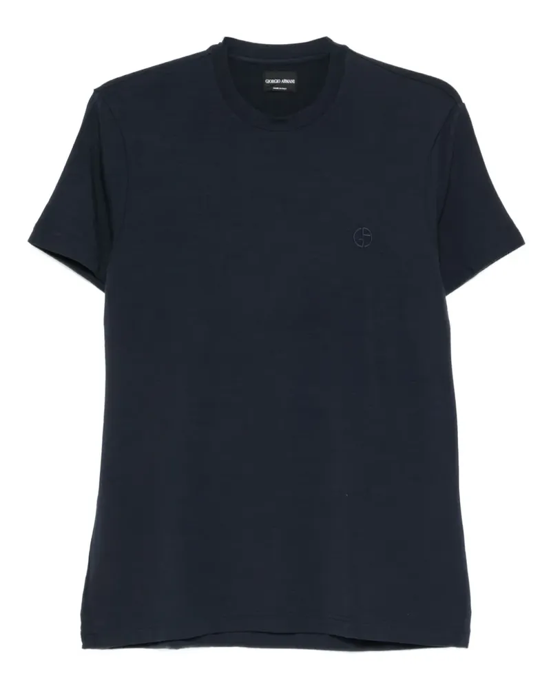 Giorgio Armani T-Shirt mit Logo-Stickerei - Blau Blau