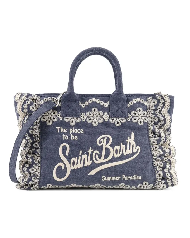 MC2 Saint Barth broderie anglaise ruffled tote bag - Blau Blau