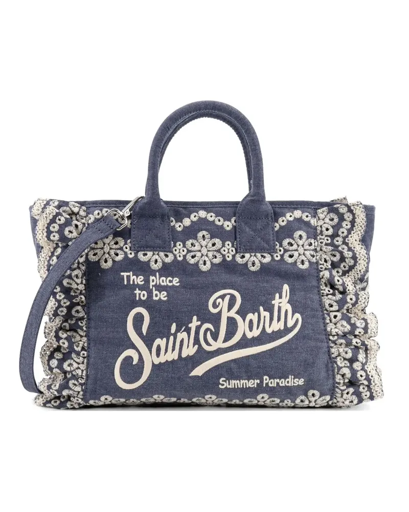 MC2 Saint Barth broderie anglaise ruffled tote bag - Blau Blau
