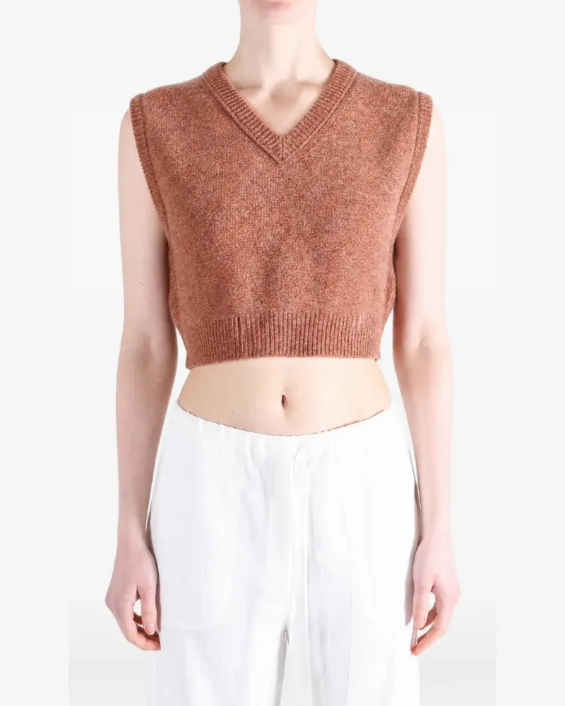 Christophe Lemaire Cropped-Pullunder mit V-Ausschnitt - Orange Orange
